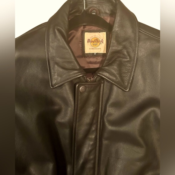 VINTAGE🍃99🍃HARD ROCK CAFE MAUI BROWN LEATHER BOMBER JACKET PURCHASED ON TRIP🍃 - Picture 11 of 12